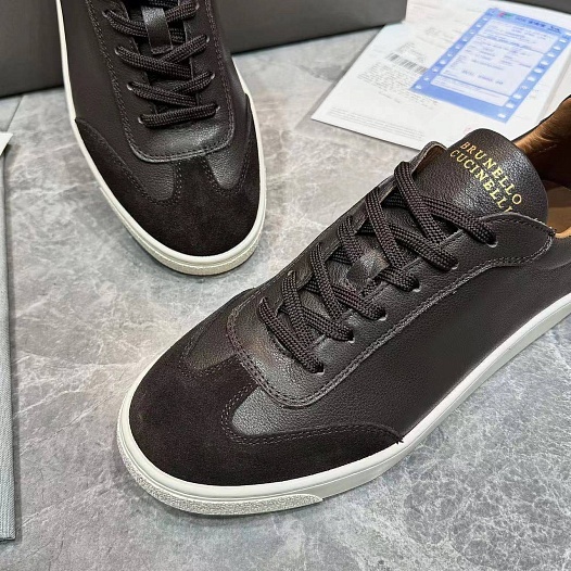 Мужские комбинированные кроссовки Brunello Cucinelli   