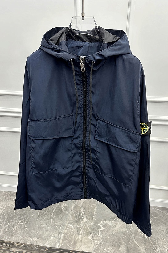 Мужская тёмно-синяя ветровка Stone Island сompass-patch