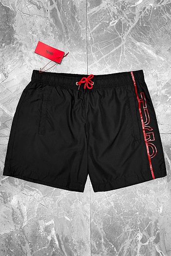 Мужские чёрные шорты Hugo Boss logo-print   
