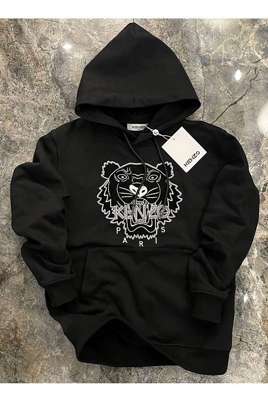 Худи чёрного цвета Kenzo Tiger logo-embroidered