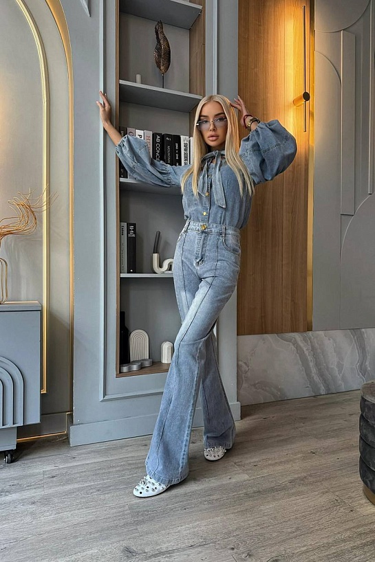 Женский джинсовый костюм Zimmermann синего цвета