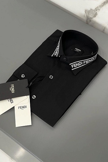 Классическая мужская рубашка Fendi чёрного цвета   