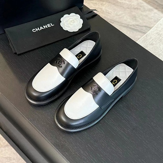 Женские лоферы Chanel Premium - Black / White   