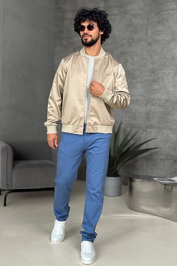 Мужской бежевый бомбер Dolce & Gabbana logo-plaque   