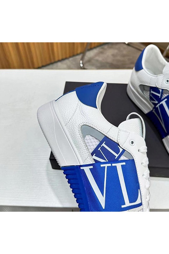 Кожаные кроссовки Valentino low-top - White / Blue