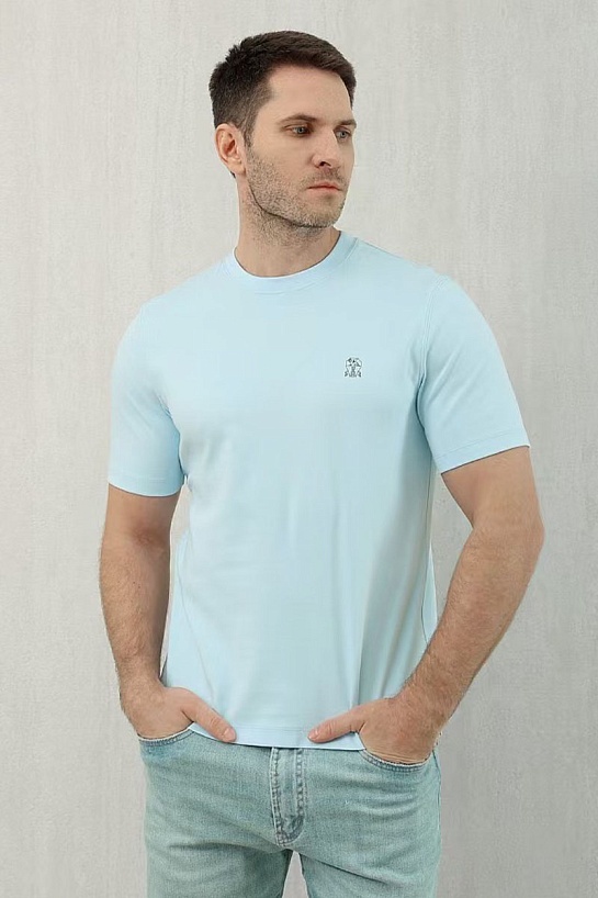 Мужская голубая футболка Brunello Cucinelli Premium