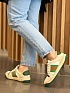 Женские кожаные кроссовки Gucci GG Screener - Beige / Green