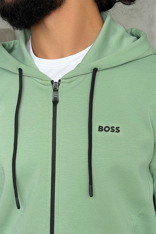 Кофта на молнии зелёного цвета Hugo Boss