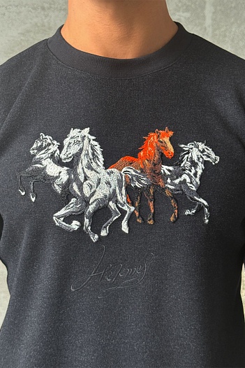 Мужской свитшот Hermes чёрного цвета   