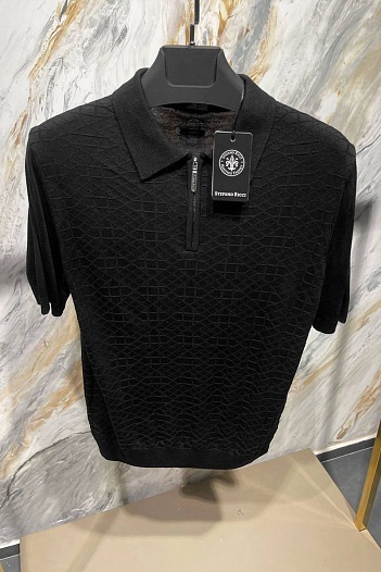 Мужское поло Stefano Ricci zip neck - Black   