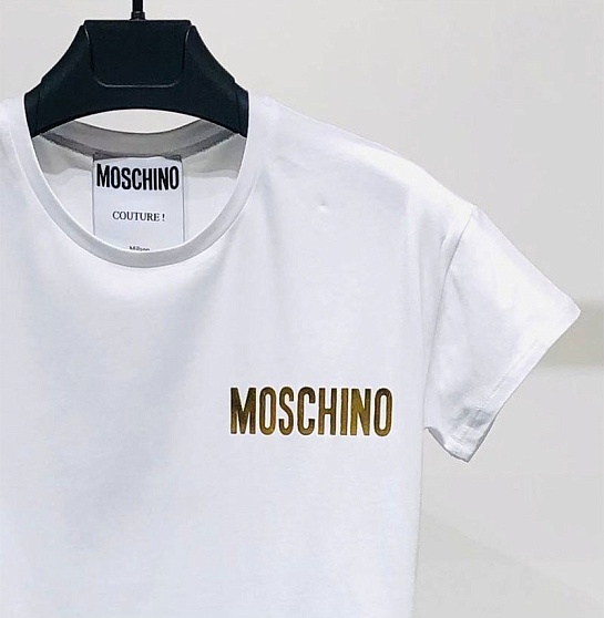 Женская белая футболка Moschino logo-print
