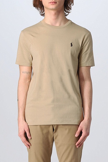 Бежевая футболка Polo Ralph Lauren basic   