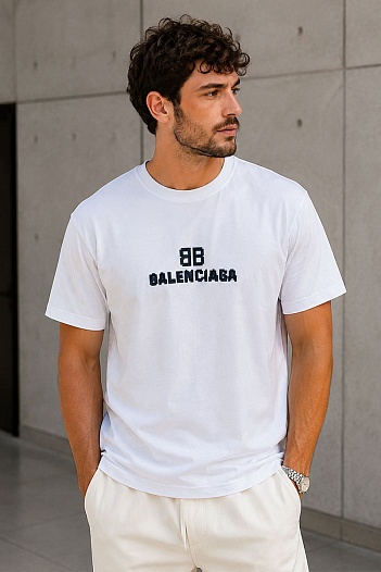 Белая оверсайз футболка Balenciaga Pixel   