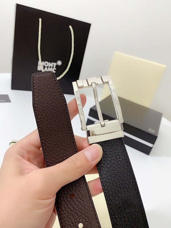 Двусторонний кожаный ремень Montblanc Premium (ширина 3.5 см)