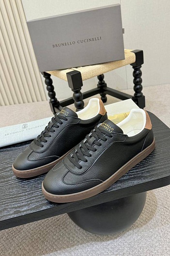 Кожаные кроссовки Brunello Cucinelli low-top - Black   