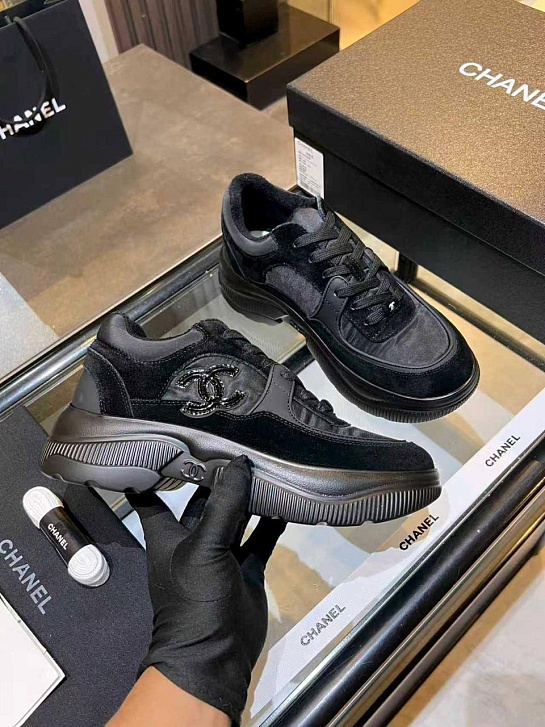 Чёрные женские кроссовки Chanel premium