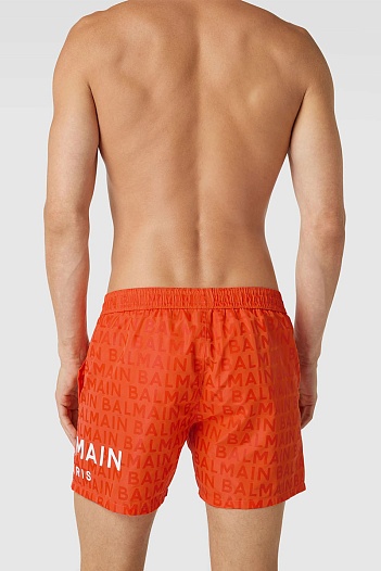 Мужские оранжевые шорты Balmain Paris   