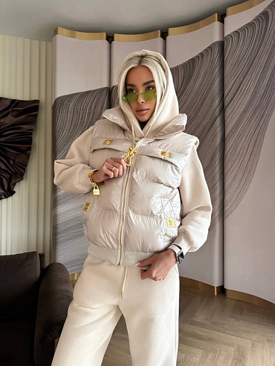 Женский костюм тройка на флисе Schiaparelli Premium - Beige   