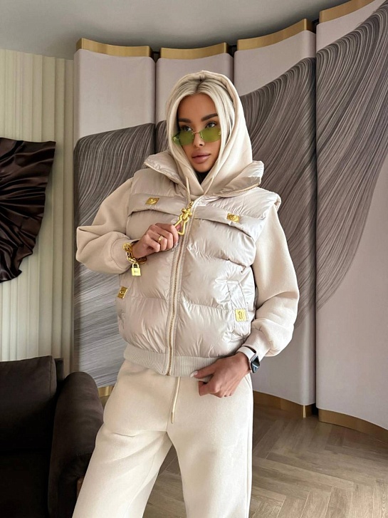 Женский костюм тройка на флисе Schiaparelli Premium - Beige