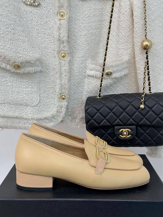Женские кожаные лоферы Chanel premium