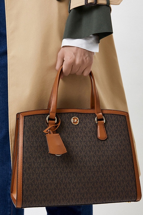 Женская сумка Michael Kors Chantal 32x24 см - Brown