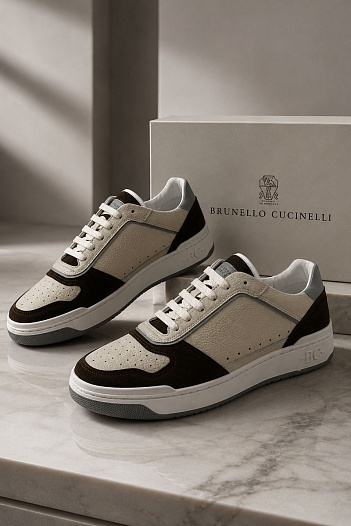 Мужские комбинированные кроссовки Brunello Cucinelli   