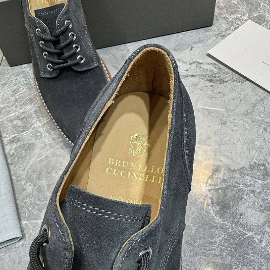 Замшевые ботинки Brunello Cucinelli серого цвета