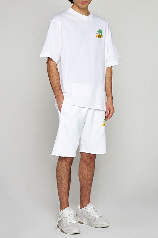 Белая оверсайз футболка Off-White Brush Arrow