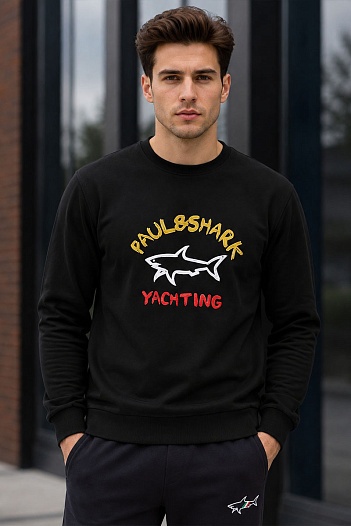 Свитшот чёрного цвета Paul & Shark logo-print   