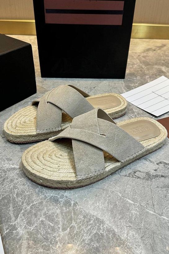 Мужские шлёпанцы Ermenegildo Zegna suede - Grey