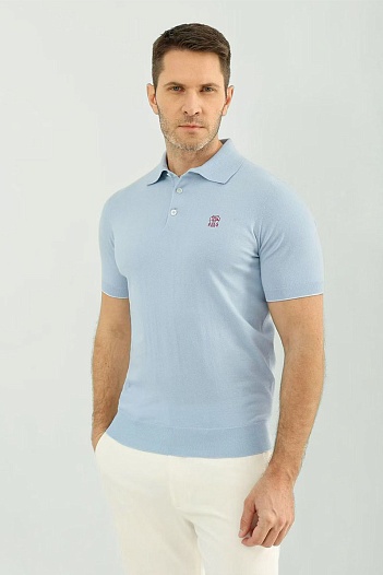 Мужское голубое поло Brunello Cucinelli premium   