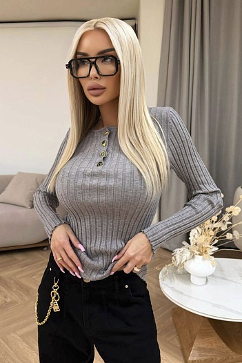 Женский трикотажный лонгслив Schiaparelli premium - Grey   