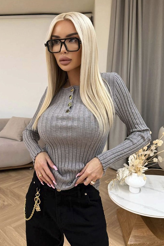 Женский трикотажный лонгслив Schiaparelli premium - Grey