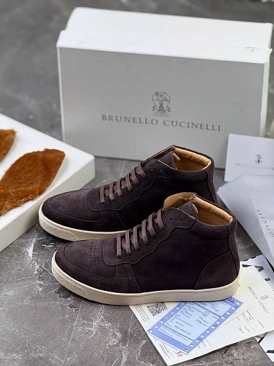 Замшевые кроссовки с меховой стелькой Brunello Cucinelli   