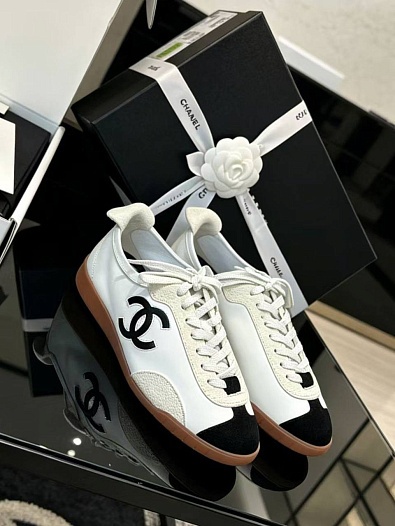 Женские кожаные кроссовки Chanel premium   