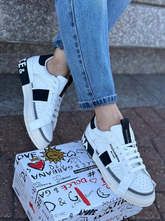 Женские кроссовки Dolce & Gabbana Custom 2.Zero - White / Black