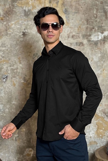 Мужская рубашка Loro Piana чёрного цвета   