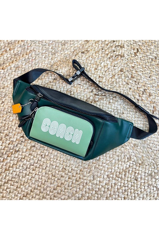 Кожаная сумка на пояс Coach Track - Green