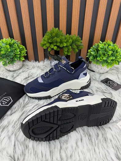 Комбинированные кроссовки Philipp Plein Predator - Navy   