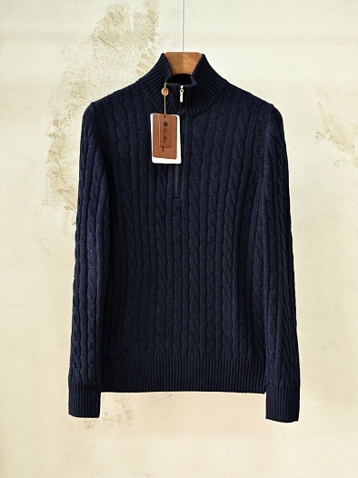 Кашемировый свитер Loro Piana Premium zip-neck - Navy   