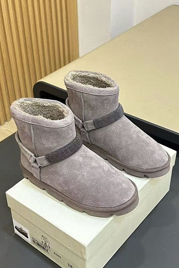 Женские замшевые угги с мехом Brunello Cucinelli Monili Premium   