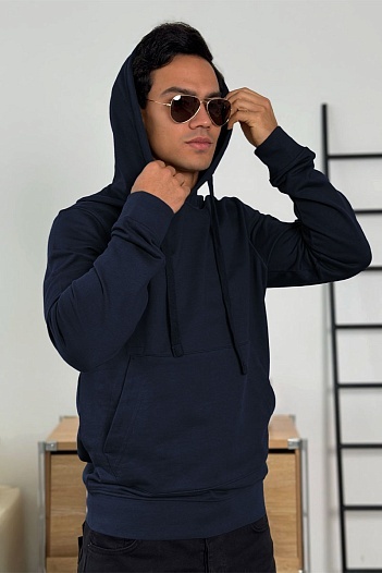 Мужское худи тёмно-синего цвета Stone Island Compass-patch   