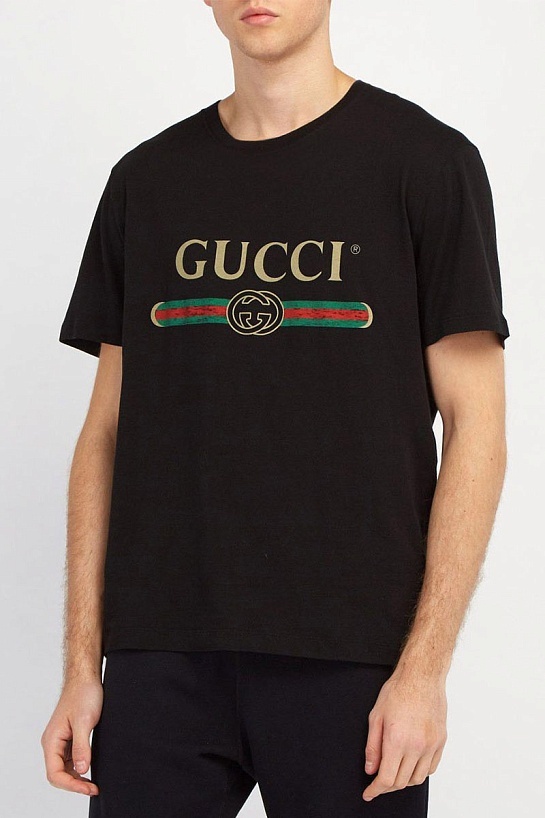 Футболка чёрного цвета Gucci Web-stripe