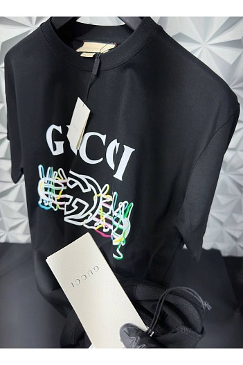 Чёрная оверсайз футболка Gucci Double G   
