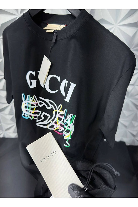 Чёрная оверсайз футболка Gucci Double G