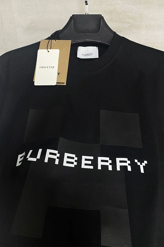 Чёрная оверсайз футболка Burberry x Minecraft