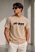 Бежевая оверсайз футболка Off-White logo-print