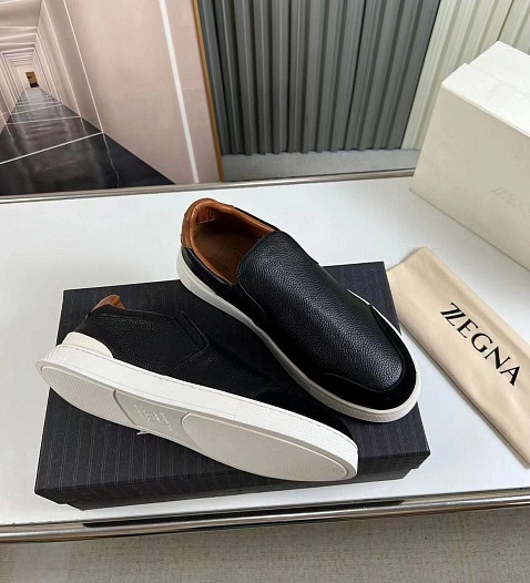 Мужские кожаные слипоны Ermenegildo Zegna   