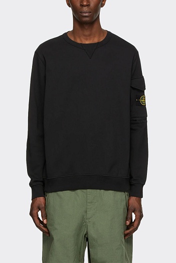Чёрный свитшот Stone Island compass-patch crewneck   