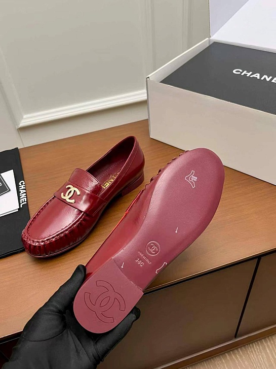 Женские кожаные лоферы Chanel premium